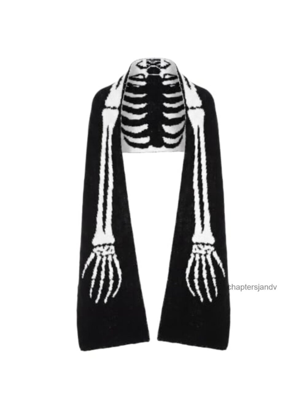 Gothic Skull Scarf Reversible Knit Extra Long Halloween Cosplay Wrap